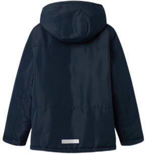 Name it KIDS gewatteerde winterjas NKMMAX van gerecycled polyester donkerblauw 158 - Foto 3