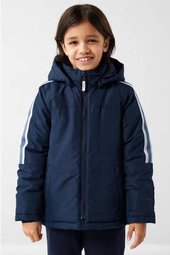 Name it KIDS gewatteerde winterjas NKMMAX van gerecycled polyester donkerblauw 158 - Foto 2