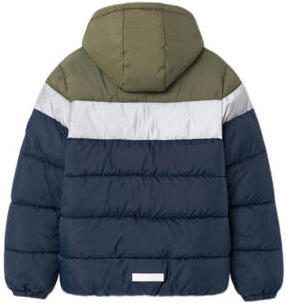Name it KIDS gewatteerde winterjas NKMMONTEL donkerblauw grijs donkergroen Jongens Polyester Capuchon 116 - Foto 4