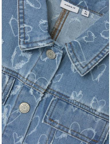 Name it KIDS gilet NKFLILLI met hartjes dark blue denim Blauw Hartjes 116