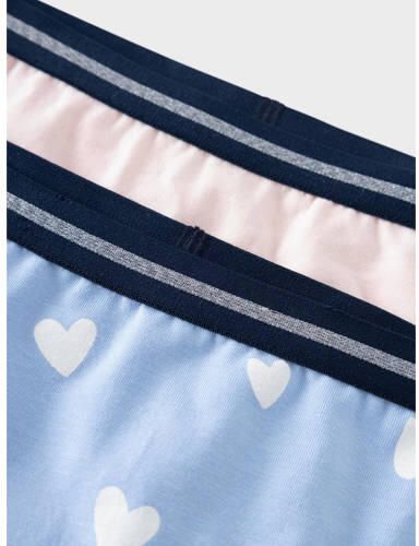 Name it KIDS hipster NKFHIPSTER- set van 2 lichtblauw lichtroze wit Slip Meisjes Stretchkatoen 122 128
