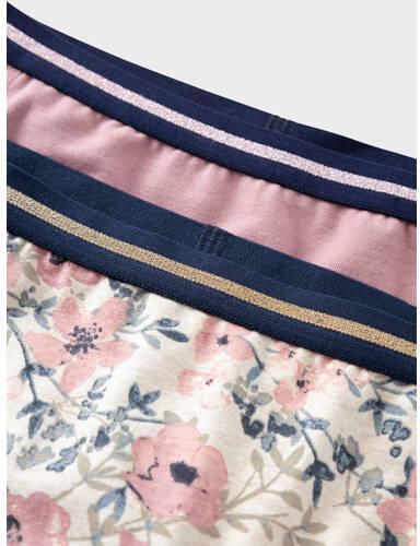 Name it KIDS hipster set van 2 roze ecru Slip Meisjes Stretchkatoen Bloemen 122 128