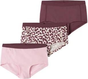 NAME IT KIDS hipsters met panterprint (set van 3) Slip Rood Meisjes Stretchkatoen
