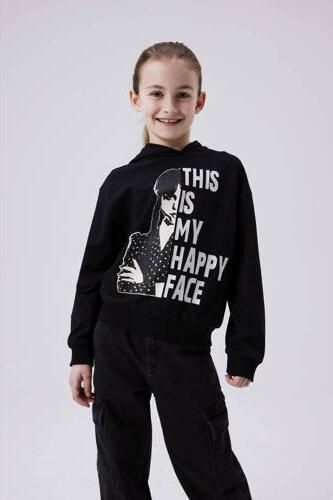 Name it KIDS hoodie NKFJXEMI WEDNESDAY met printopdruk zwart Sweater Printopdruk 122 128