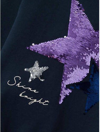 Name it KIDS hoodie NKFRIDA met printopdruk en pailletten donkerblauw Sweater 122 128 - Foto 2
