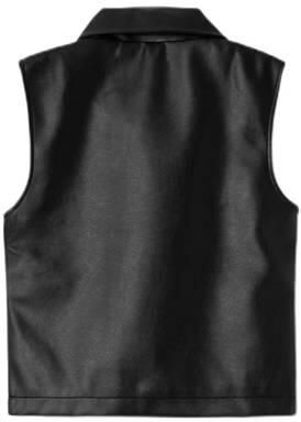 Name it KIDS imitatieleren gilet NKFMADINA zwart Meisjes Imitatieleer Reverskraag 122