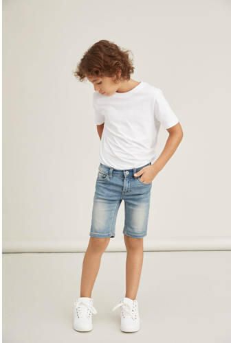 Name it KIDS jeans short Theo met biologisch katoen light denim short Blauw 170 - Foto 5