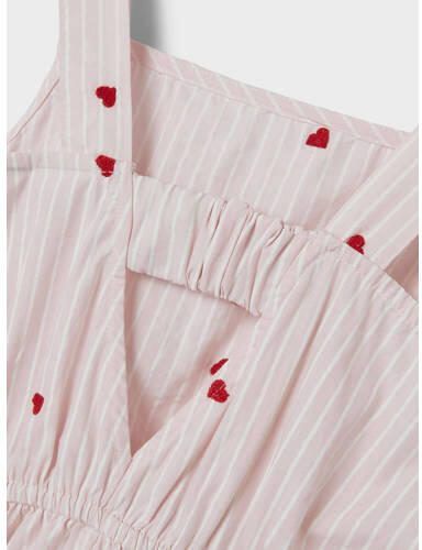 Name it KIDS jurk NKFFAHEART met hartjes en open detail lichtroze wit Meisjes Katoen Ronde hals 122