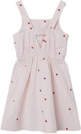 Name it KIDS jurk NKFFAHEART met hartjes en open detail lichtroze wit Meisjes Katoen Ronde hals 122 - Foto 3