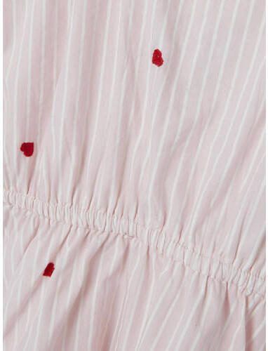 Name it KIDS jurk NKFFAHEART met hartjes en open detail lichtroze wit Meisjes Katoen Ronde hals 122 - Foto 2