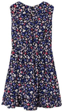 Name it KIDS jurk NKFVINAYA met all over print en volant donkerblauw roze wit Meisjes Polyester Ronde hals 128 - Foto 2