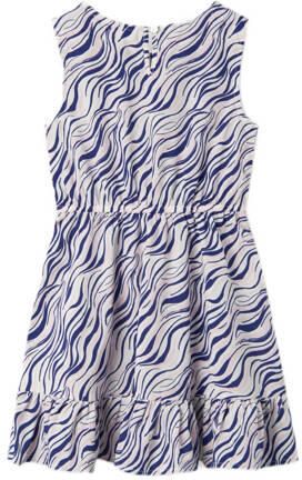 Name it KIDS jurk NKFVINAYA SPENCER FFFF met all over print en volant Wit Meisjes Polyester Ronde hals 116