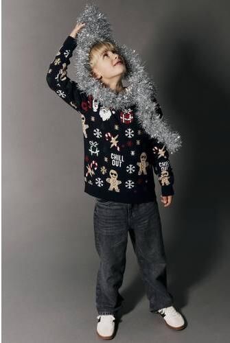NAME IT KIDS kersttrui met print donkerblauw Jongens Acryl Ronde hals - Foto 4