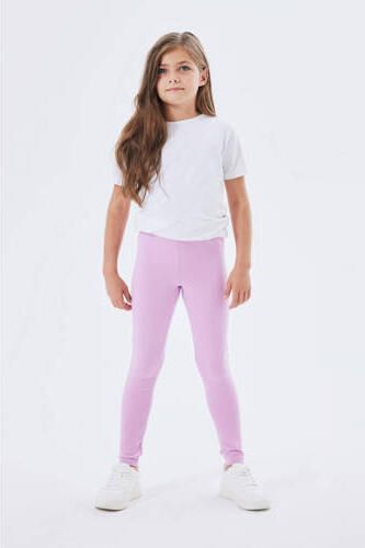 Name it KIDS legging NKFVIVIAN met all over print paars donkerblauw (set van 2) Meisjes Stretchkatoen 134 140 - Foto 4