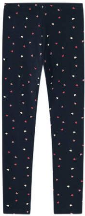 Name it KIDS legging NKFVIVIAN met hartjes donkerblauw roze Meisjes Stretchkatoen 128 - Foto 2