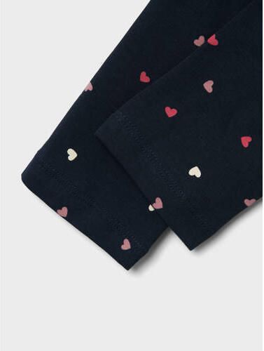 Name it KIDS legging NKFVIVIAN met hartjes donkerblauw roze Meisjes Stretchkatoen 128