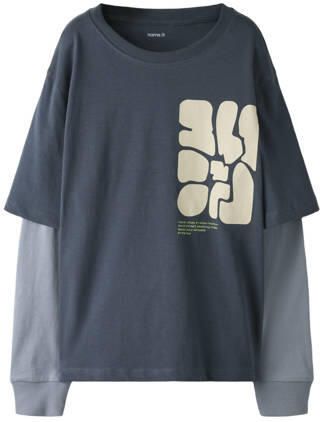 NAME IT KIDS longsleeve met print blauw Jongens Katoen Ronde hals Printopdruk