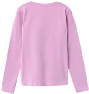 Name it KIDS longsleeve NKFLINSTAR met printopdruk en pailletten roze Meisjes Stretchkatoen Ronde hals 146 152 - Foto 3