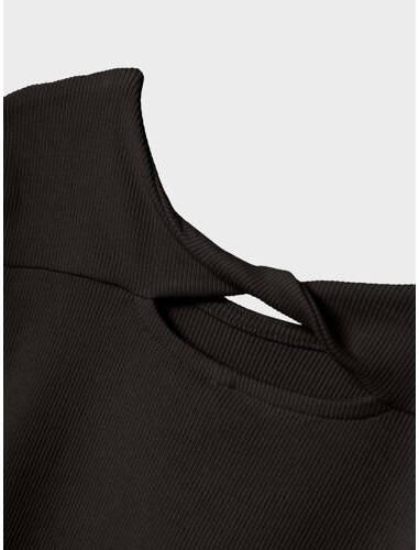 Name it KIDS longsleeve NKFLUTINE zwart Meisjes Stretchkatoen Ronde hals 146 152