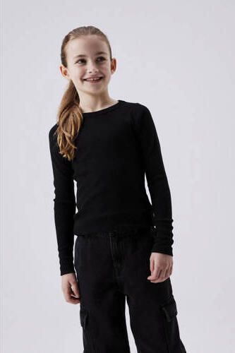 Name It Shirt met lange mouwen NKFNAKAL LS TOP NOOS in basisvorm en licht geribbelde kwaliteit