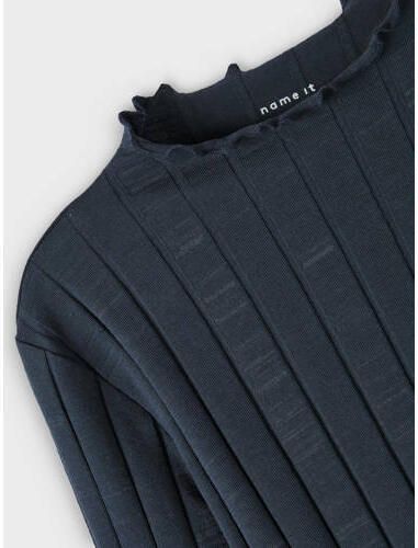 Name it KIDS longsleeve NKFNOLINE donkerblauw Meisjes Katoen Opstaande kraag 122 128 - Foto 2