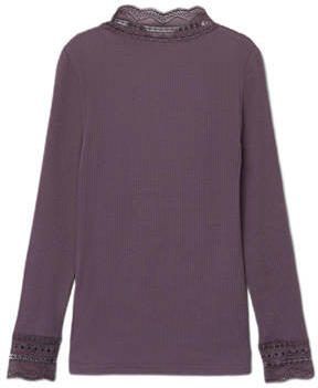 Name it KIDS longsleeve NKFNURI met kant paars Top Meisjes Modal Opstaande kraag 122 128 - Foto 4