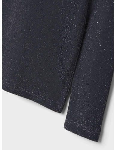 Name it KIDS longsleeve NKFRAGNE met glitters donkerblauw Meisjes Polyamide Opstaande kraag 122 128 - Foto 2