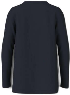 Name it KIDS longsleeve NKFVIOLET met printopdruk donkerblauw roze wit Meisjes Katoen Ronde hals 122 128