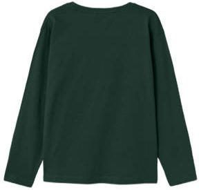 Name it KIDS longsleeve NKMVAGNO met printopdruk donkergroen Jongens Katoen Ronde hals 134 140