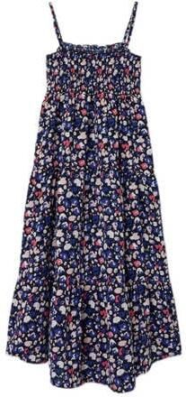 Name it KIDS maxi jurk NKFVINAYA met all over print donkerblauw roze wit Meisjes Polyester Ronde hals 122