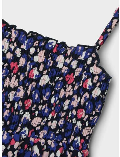 Name it KIDS maxi jurk NKFVINAYA met all over print donkerblauw roze wit Meisjes Polyester Ronde hals 122 - Foto 2