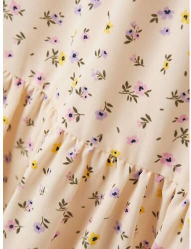 Name it KIDS maxi jurk NKFVINAYA met all over print en volant zachtgeel lila Meisjes Gerecycled polyester Vierkante hals 146 - Foto 2