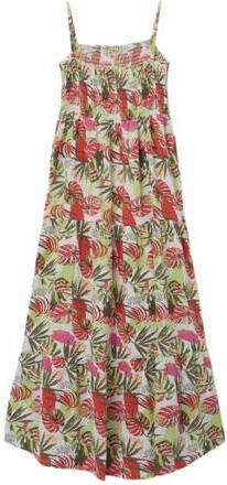 Name it KIDS maxi jurk NKFVINAYA met all over print felroze groen wit Meisjes Polyester Ronde hals 116