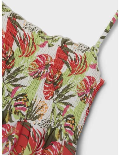 Name it KIDS maxi jurk NKFVINAYA met all over print felroze groen wit Meisjes Polyester Ronde hals 116 - Foto 2
