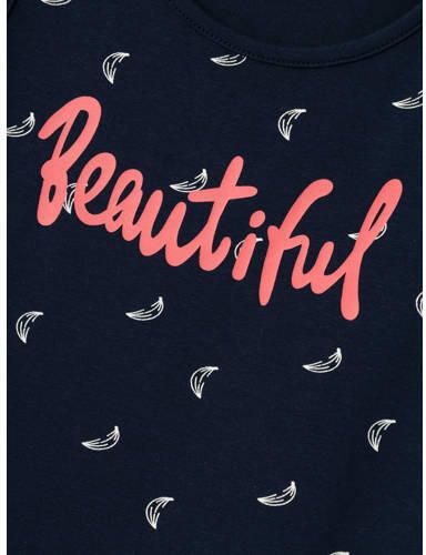 Name it KIDS maxi jurk NKFVIPPA met all over print donkerblauw wit Meisjes Stretchkatoen Ronde hals 116