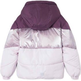 Name it KIDS metallic gewatteerde winterjas NKFMILLE paars grijs lila Meisjes Polyester Capuchon 116 - Foto 4