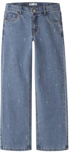NAME IT KIDS NKFROSE wide leg jeans met print en studs mediumblauw Meisjes Denim - Foto 4