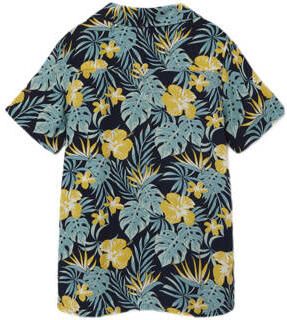 Name it KIDS overhemd NKMFERANE met all over print donkerblauw geel groen Jongens Viscose Klassieke kraag 122 128 - Foto 3