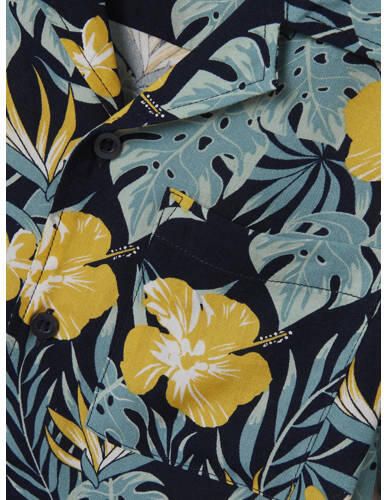 Name it KIDS overhemd NKMFERANE met all over print donkerblauw geel groen Jongens Viscose Klassieke kraag 122 128 - Foto 2