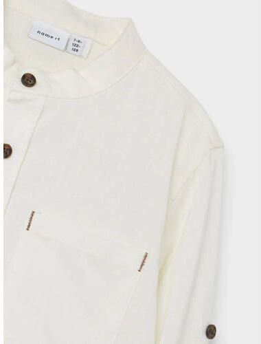 Name it KIDS overhemd NKMFISH wit Jongens Katoen Mao kraag Effen 122 128 - Foto 3