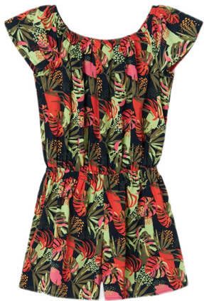 Name it KIDS playsuit NKFVINAYA met all over print donkerblauw groen rood Meisjes Polyester Boothals 140 - Foto 3