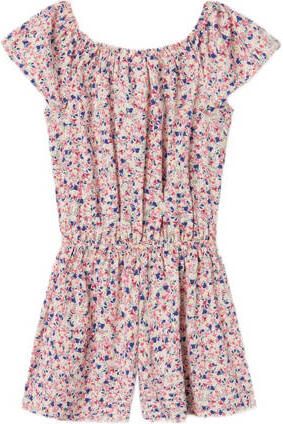 Name it KIDS jumpsuit NKFVINAYA met all over print lichtroze roze blauw Meisjes Gerecycled polyester Boothals 122