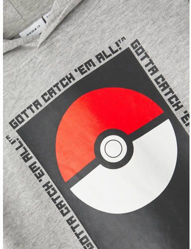 Name it KIDS Pokemon hoodie NKMJALTE met printopdruk grijs melange Sweater 134 140 - Foto 2