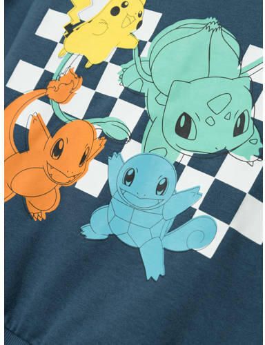 Name it KIDS Pokemon hoodie NKMJISTER met printopdruk blue denim Sweater Blauw 158 164