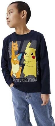 Name it KIDS Pokemon longsleeve met printopdruk donkerblauw Jongens Katoen Ronde hals 158 164 - Foto 3