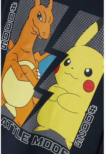Name it KIDS Pokemon longsleeve met printopdruk donkerblauw Jongens Katoen Ronde hals 158 164
