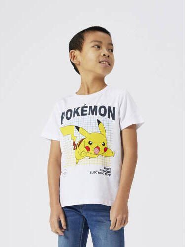 Name it KIDS Pokemon T-shirt NKMAMOS met printopdruk wit Jongens Stretchkatoen Ronde hals 122 128 - Foto 3