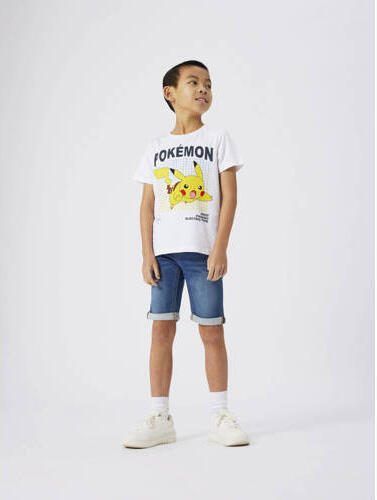 Name it KIDS Pokemon T-shirt NKMAMOS met printopdruk wit Jongens Stretchkatoen Ronde hals 122 128 - Foto 2