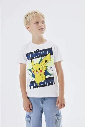 Name it KIDS Pokemon T-shirt NKMMACI met printopdruk wit Jongens Stretchkatoen Ronde hals 158 164