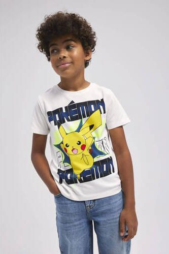Name it KIDS Pokemon T-shirt NKMMACI met printopdruk wit Jongens Stretchkatoen Ronde hals 146 152 - Foto 2